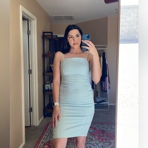 Coquette Plaid Square neck fitted dress